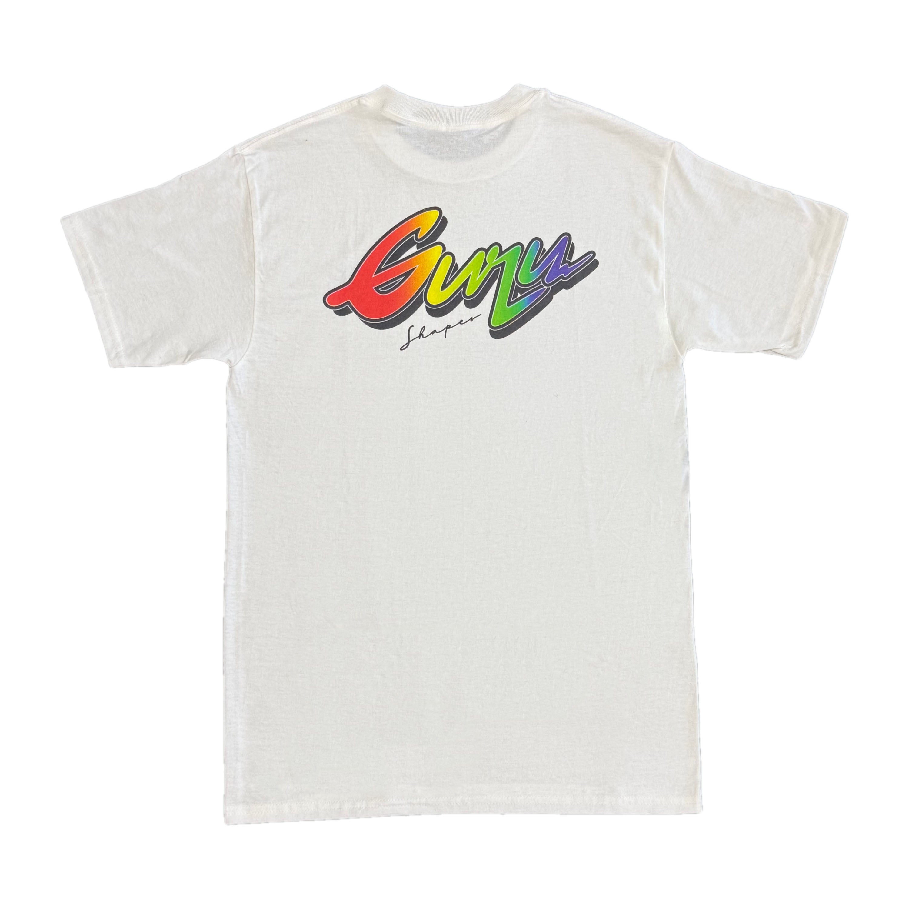 Rainbow Script Tee White - back