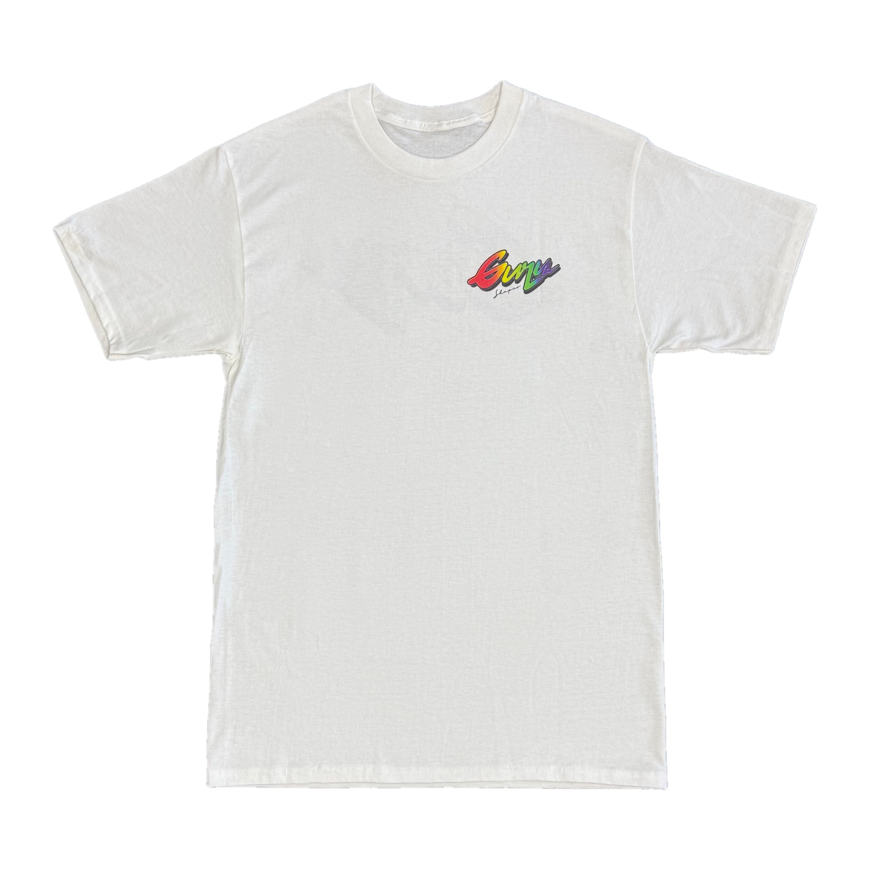 Rainbow Script Tee White - front